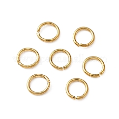 Anneaux ouverts en acier inoxydable 304, ronde, véritable 18k plaqué or, 5x0.7mm, 21 jauge, diamètre intérieur: 3.6 mm