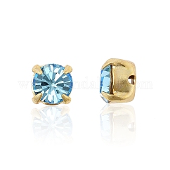 Preciosa® maxima Kristall im aufnähbaren Cup, tschechischer Kristall, mit Messingstiften, 719 35 021 Chaton (rund), golden, 60000 Aquamarin, ss16(3.8~4mm)