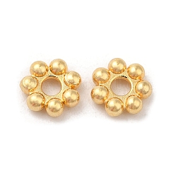 Cuentas espaciadoras de acero inoxidable 304, Margarita, cuentas granuladas, real 18k chapado en oro, 3x1mm, agujero: 0.8 mm