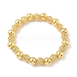 Stretch-Armbänder aus Messing mit runden Perlen für Damen&nbsp;BJEW-B148-04B-G