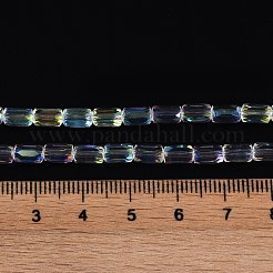 Stränge aus galvanisierten Glasperlen im Chevron-Muster&nbsp;GLAA-Q101-02A-AB04