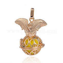Pendentifs de cages rondes creuses en laiton plaqué d'or&nbsp;KK-J252-10G