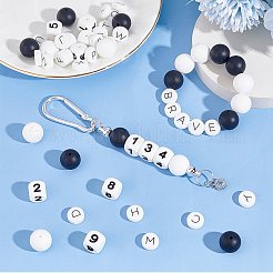 56 Silikonperlen-Set mit Buchstaben und Zahlen&nbsp;SIL-PH0001-32