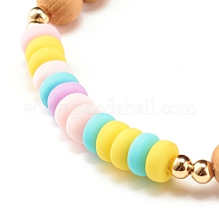 Bracelets extensibles en perles rondes en bois naturel&nbsp;BJEW-JB07276