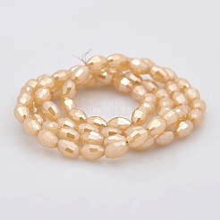 Nacré verre plaqué de jade imitation facettes perles de riz brins&nbsp;GLAA-A030A-PL04