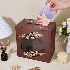 Rustikale Hochzeitskartenbox aus Holz mit Acrylfenster&nbsp;AJEW-WH0709-514