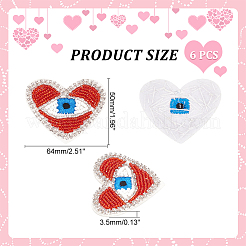 Cuore con applicazioni ricamate malocchio&nbsp;LS-DIY-WH0401-27