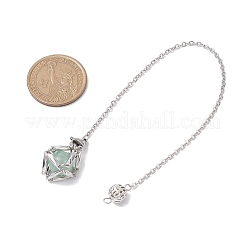 Edelstahl Makramee Kette Beutel rund natürliche Lapislazuli & Amethyst & grüner Aventurin & Karneol & Rosenquarz Halter Wünschelrutenpendel&nbsp;PALLOY-JF02736-02