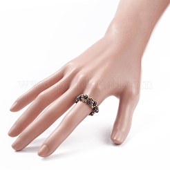 Anello per dito con perline intrecciate in cristallo di topazio naturale e semi di vetro&nbsp;RJEW-JR00465-03