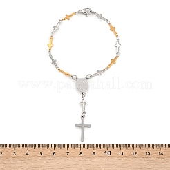 201 braccialetti ovali in acciaio inossidabile con ciondolo di San Benedetto&nbsp;BJEW-B143-01GP