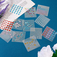12 Blatt 12 Stile Harz-Strass-Aufkleber-Sets&nbsp;DIY-TA0004-68