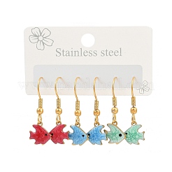 Ocean Serie 304 Edelstahl Emaille Ohrhänger&nbsp;EJEW-K017-01H-G