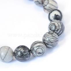 Pierre naturelle de soie noire / netstone perles rondes&nbsp;G-E334-12mm-05