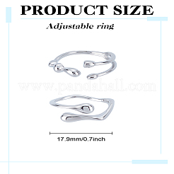 2 Stück 2 Stile Messing unregelmäßige Geometrie Manschettenringe für Frauen&nbsp;RJEW-LP0002-56