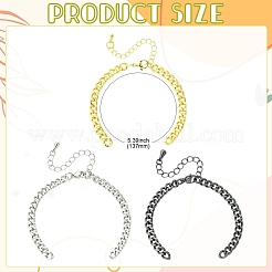 3 Stück 3 Farben Messing Cuban Link Kette Armband machen&nbsp;FIND-CJ0004-99