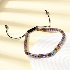 Verstellbare Armbänder aus natürlichen Amethyst- und nichtmagnetischen Hämatitperlen für Damen und Herren&nbsp;BJEW-K251-09X