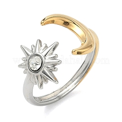 Offene Manschettenringe aus 304 Edelstahl mit Mikropflaster und Zirkonia&nbsp;RJEW-P180-05A