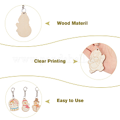 Porte-clés en bois&nbsp;KEYC-WH0029-119