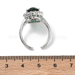 Bagues ouvertes en laiton avec micro pavé de zircones cubiques pour femmes&nbsp;RJEW-L343-17P-08