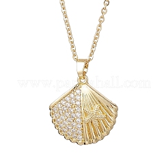 4 pz. 4 stili tema oceano ottone micro pavé zirconi cubici trasparenti ciondolo a forma di guscio di tartaruga pesce collane a catena in acciaio inossidabile 304 per donna&nbsp;NJEW-JN05408