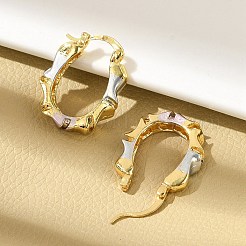 Orecchini a cerchio ovali in ottone bicolore&nbsp;LS-EJEW-B117-04