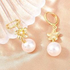 Pendientes de aro de latón con forma de flor para el día de San Valentín&nbsp;EJEW-Z164-03G