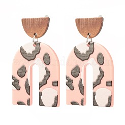 Boucles d'oreilles pendantes en résine et bois de noyer&nbsp;EJEW-JE04876