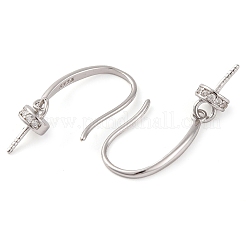 925 gancio per orecchini in argento sterling con micro pavé di zirconi cubici trasparenti&nbsp;STER-U005-14P
