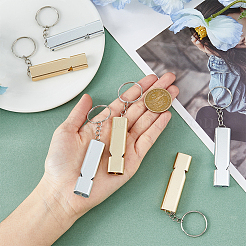 6 porte-clés sifflet double tube en alliage haute fréquence et haute décibels&nbsp;KEYC-DC0001-19