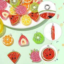 28 pz. 7 stili di pendenti in resina opaca verniciati a spruzzo con tema frutta&nbsp;RESI-FS0002-43