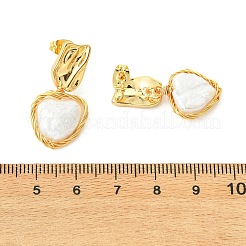 Orecchini pendenti a perno in ottone con perla naturale&nbsp;EJEW-JE07234