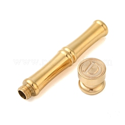 Goldfarbener Wachssiegel-Stempelkopf aus Messing mit bambusstabförmigem Griff&nbsp;LS-STAM-K001-05G-D