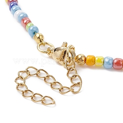 Halskette aus natürlichen Perlen und Millefiori-Glasblumen und Saatperlen für Frauen&nbsp;NJEW-JN04299