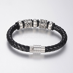 Bracciali di corda di pelle intrecciato &nbsp;X-BJEW-H560-23