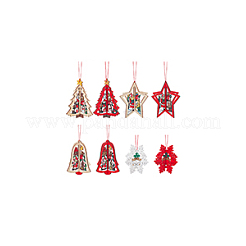8 stücke 8 arten weihnachten thema holz anhänger dekoration&nbsp;HJEW-NB0002-12