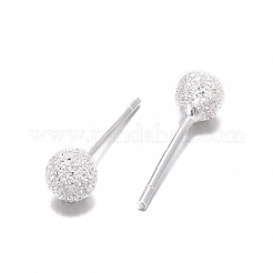 Boucles d'oreilles 925 boule en argent sterling texturées&nbsp;LS-EJEW-L202-004A