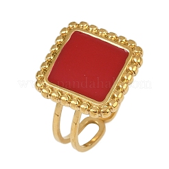 Anelli quadrati in acciaio inossidabile 304 smaltati per donna&nbsp;RJEW-G355-06G-02