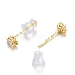 Accessoires de puces d'oreilles en laiton zircone cubique claire micro pavé&nbsp;ZIRC-L098-043G
