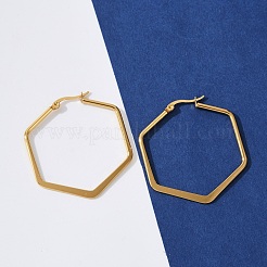 Pendientes de aro angular de acero inoxidable 201&nbsp;X-EJEW-F205-13G-A