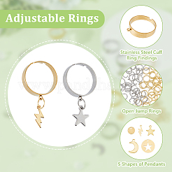 DIY-Set zur Herstellung von Manschettenring-Anhängern aus Edelstahl mit Stern- und Blitzmotiv&nbsp;DIY-FI0001-02