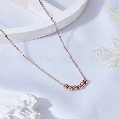 Collier avec pendentif en perles rondes coulissantes en acier inoxydable 304&nbsp;NJEW-LP0003-10RG