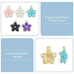 150 colgante de aleación de esmalte con forma de flor de 5 colores&nbsp;ENAM-DC0001-32