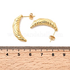 Orecchini a bottone a forma di luna in acciaio inossidabile 304&nbsp;EJEW-P329-05G