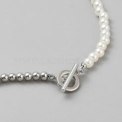 Colliers de perles rondes en alliage et imitation de perles&nbsp;BJEW-WH0041-29P
