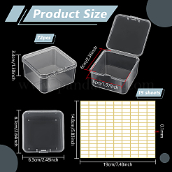 72 boîte de rangement carrée en plastique PP pour perles avec couvercle à charnière&nbsp;CON-WA0001-31