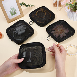 4 pz. Borsa portaoggetti con cerniera per cosmetici in rete di nylon e fibra di poliestere&nbsp;ABAG-CN0001-57C