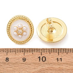 Orecchini a bottone in ottone con zirconi chiari e micro pavè&nbsp;KK-CBADE12-06G-A