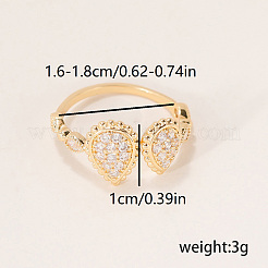 Bagues ouvertes en laiton avec micro pavé de zircones cubiques pour femmes&nbsp;BQ0682-7