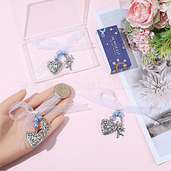 5 ciondolo con medaglione fotografico per bouquet da sposa in acciaio inossidabile e lega con strass&nbsp;HJEW-SC0002-96