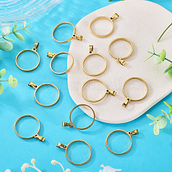 12 pendentif à lunette arrière ouverte en acier inoxydable 304&nbsp;STAS-TA0006-50F
